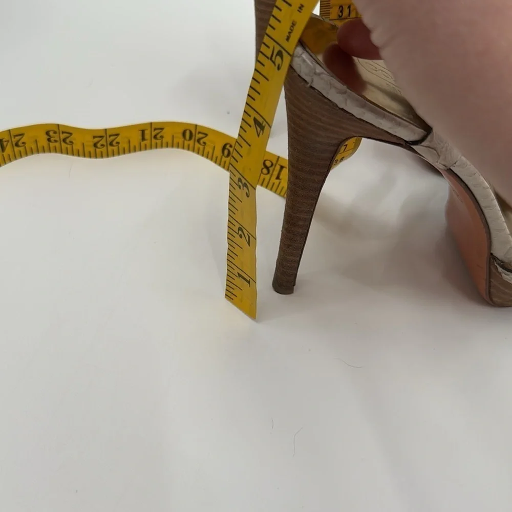 Coach Dani Size 9B White Cream Heels with Strappy Design Snakeskin Print